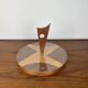Plateau tournant en bois et verre midcentury modern
