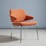 Mid-century upholstered armchair with chrome base, 1970s