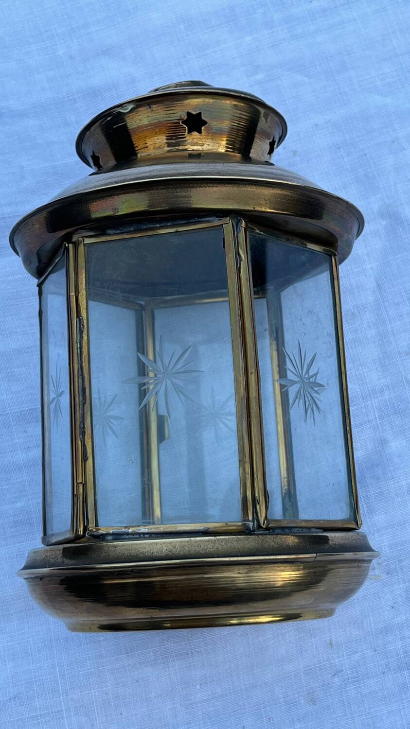Vintage brass candle holder lantern