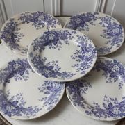 Set of 5 flat plates Terre de Fer U&C Sarreguemines "Rubia" XIXth