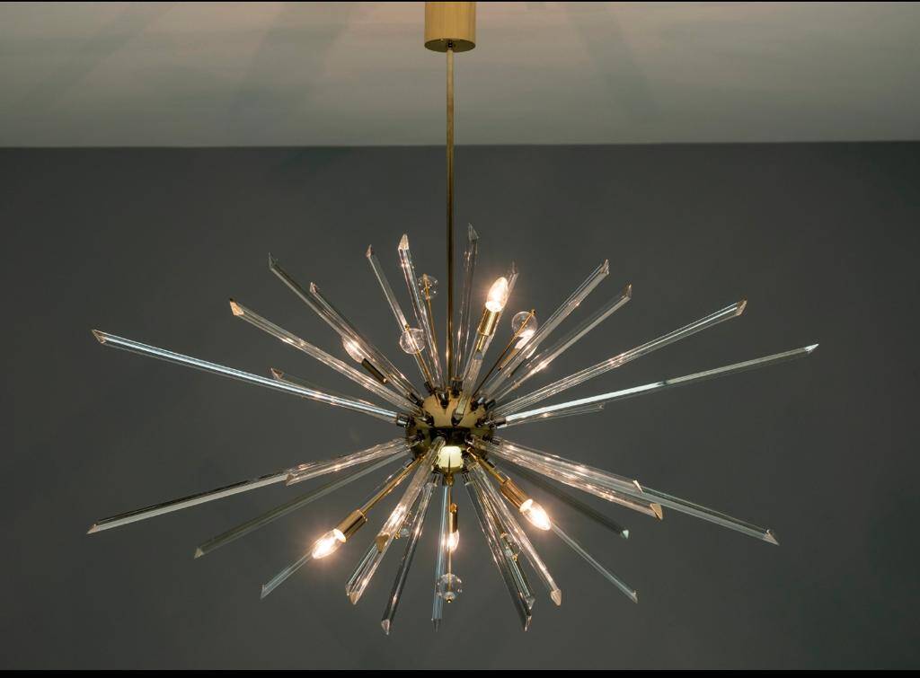 Floor Lamp by René Roubíček, Nový Bor, Glass & Metal, 1960s