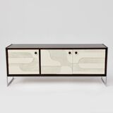 Vintage sideboard with handmade relief surface, metal, Germany, 1960s