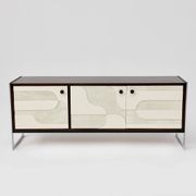 Vintage sideboard with handmade relief surface, metal, Germany, 1960s