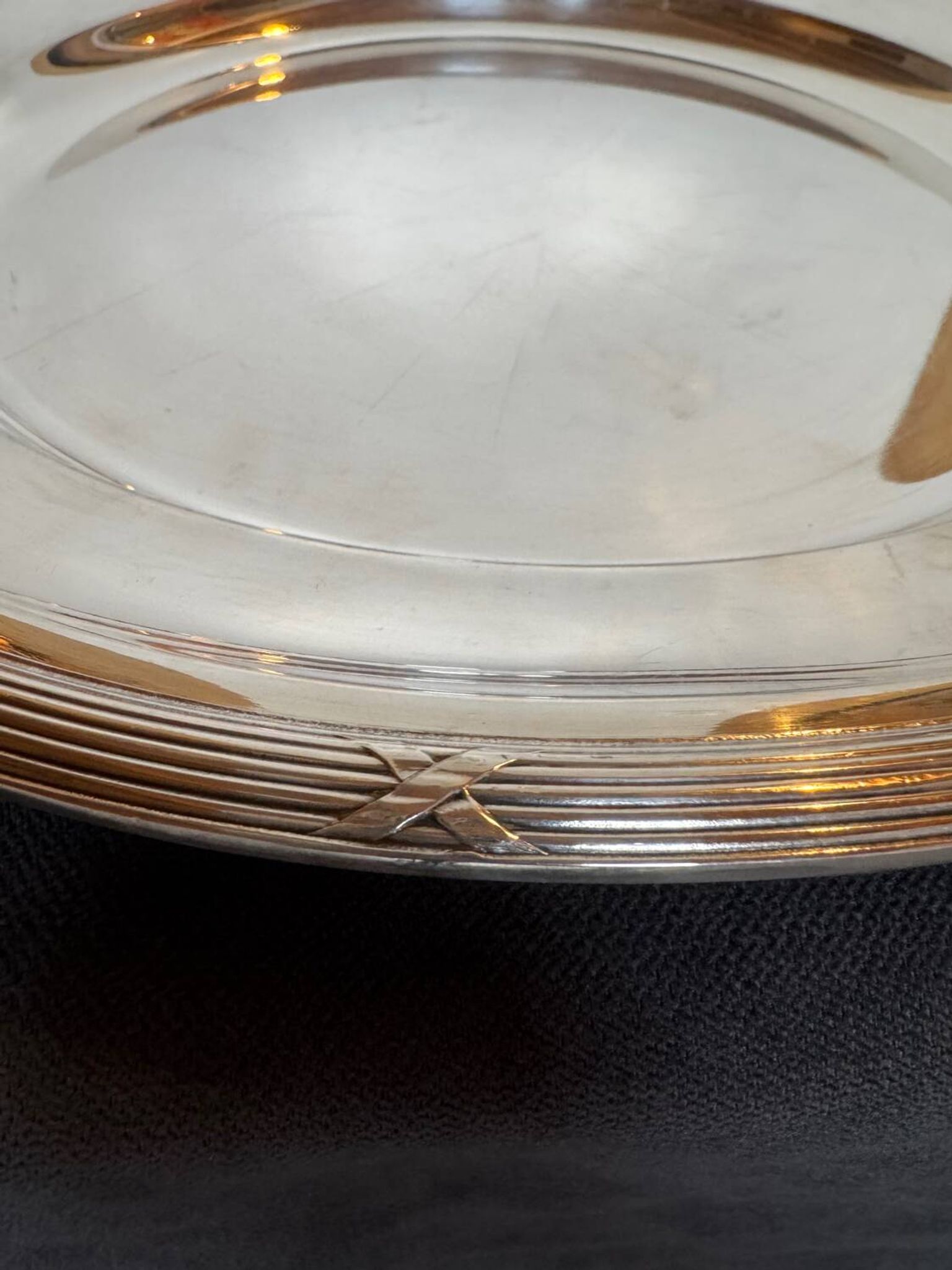 Large serving platter, silver-plated, Fracalanza, Brazil, 20th century.
