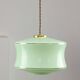 Mid-Century Italian Brass and Green Glass Pendant Lamp