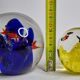 Set of two sulphides, glass paperweight with fish decorations