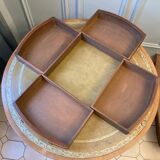 Table tambour 1900  merisier cuir et laiton
