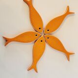 Orange glazed ceramic trifle 5 fish