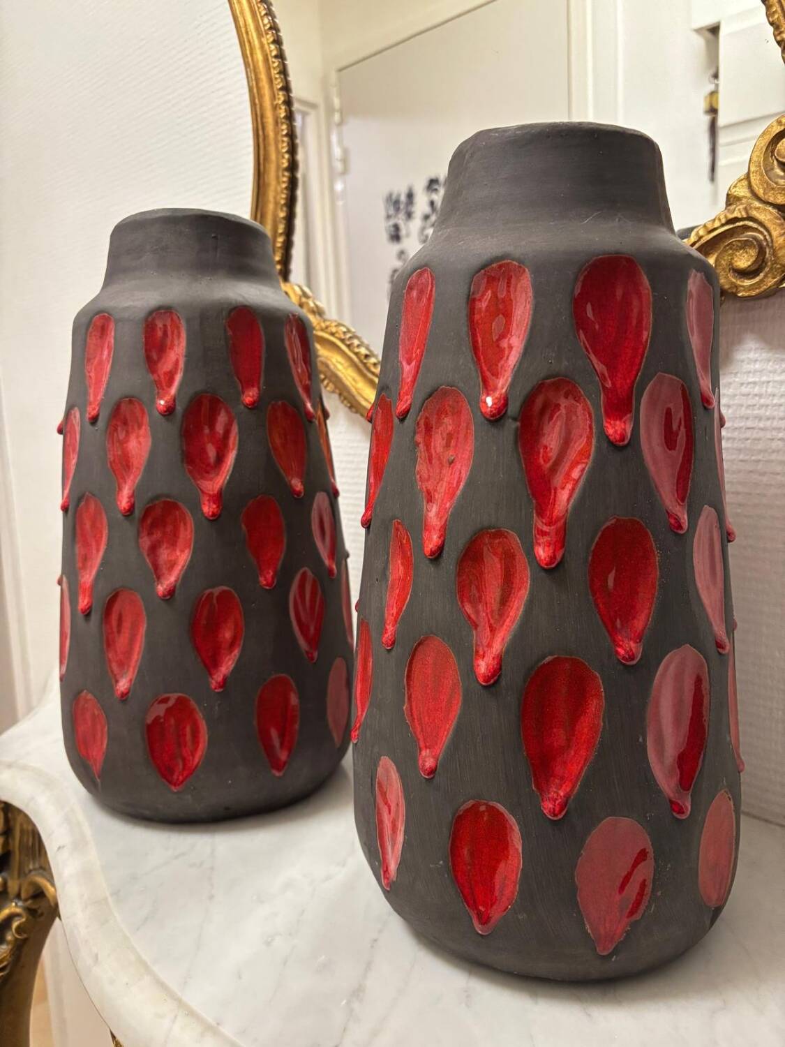 Pair of "drippy" ceramic vases by Tyson LONDON