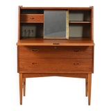 Secrétaire en teck scandinave avec miroir caché, années 1960