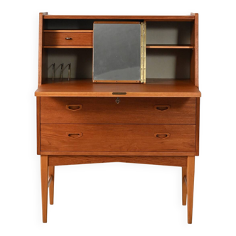 Scandinavian teak secrétaire with hidden mirror, 1960s
