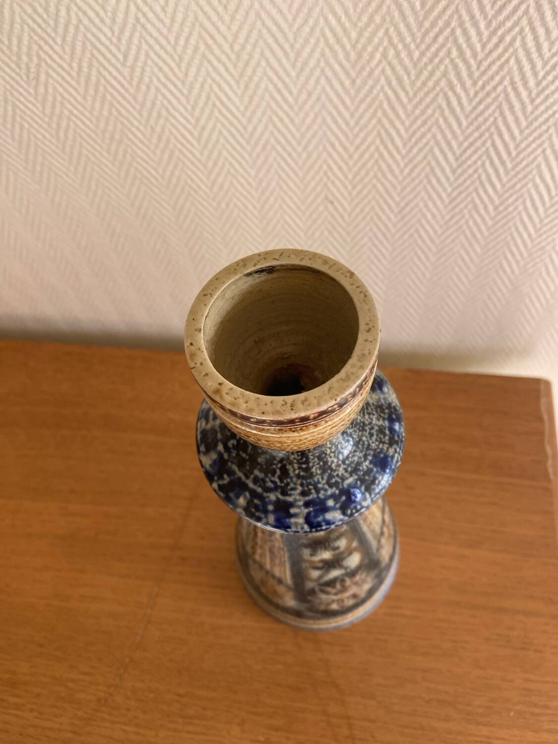 Bougeoir en gres de sel signé Jean-Claude courjault Keraluc Quimper