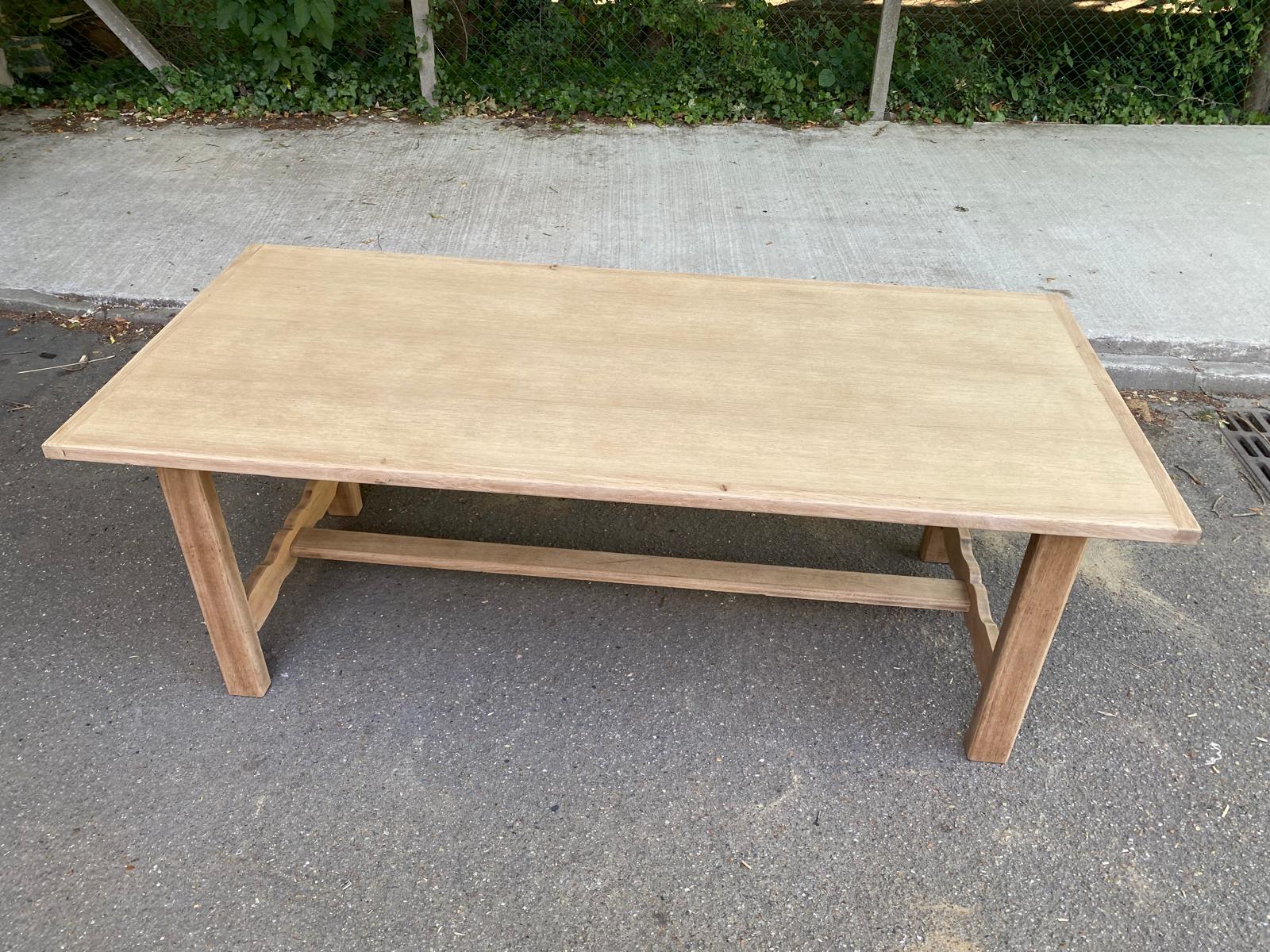 Renovated farmhouse dining table in raw wood 200cm 20th century