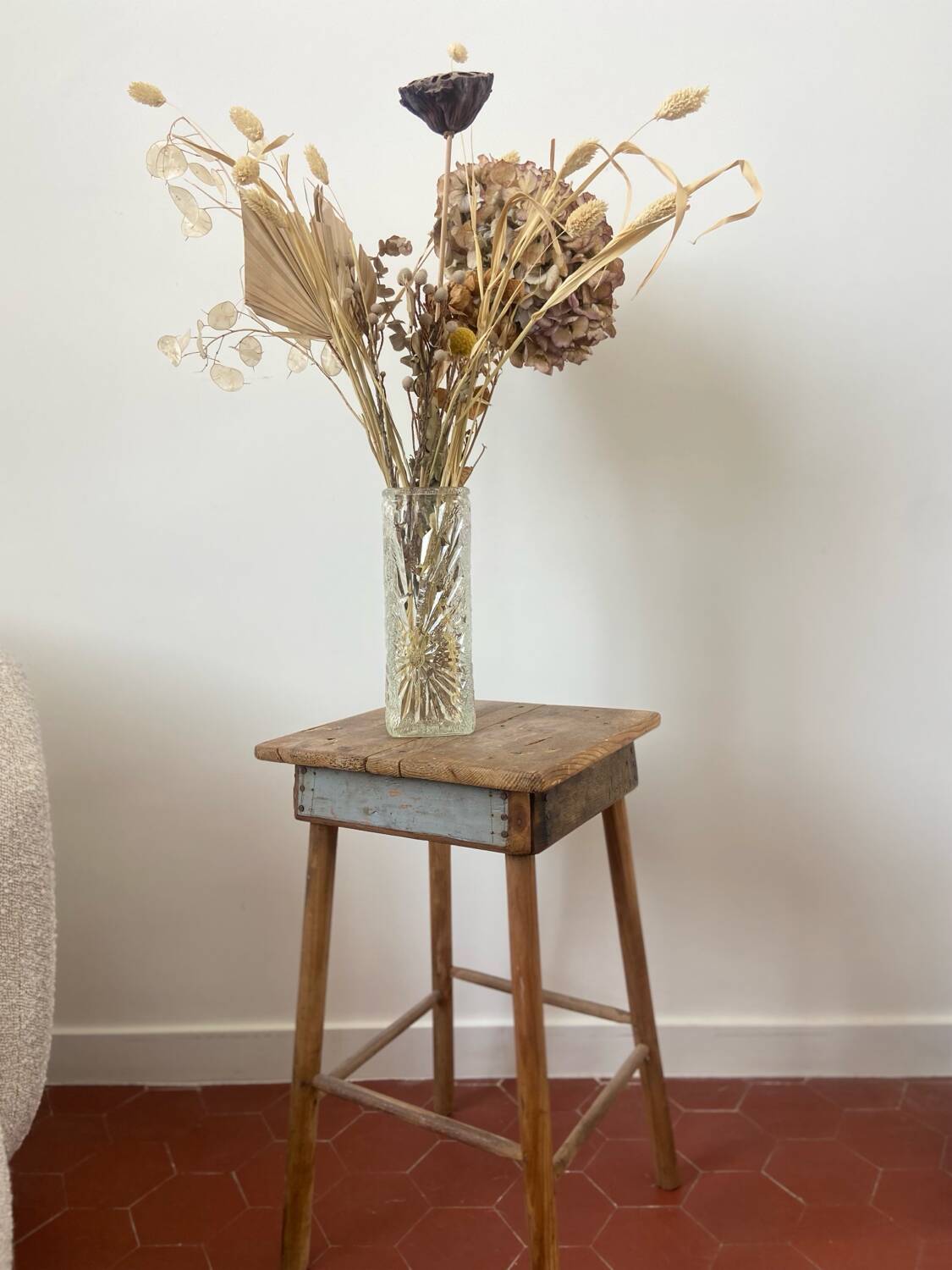 Vintage rectangular glass vase