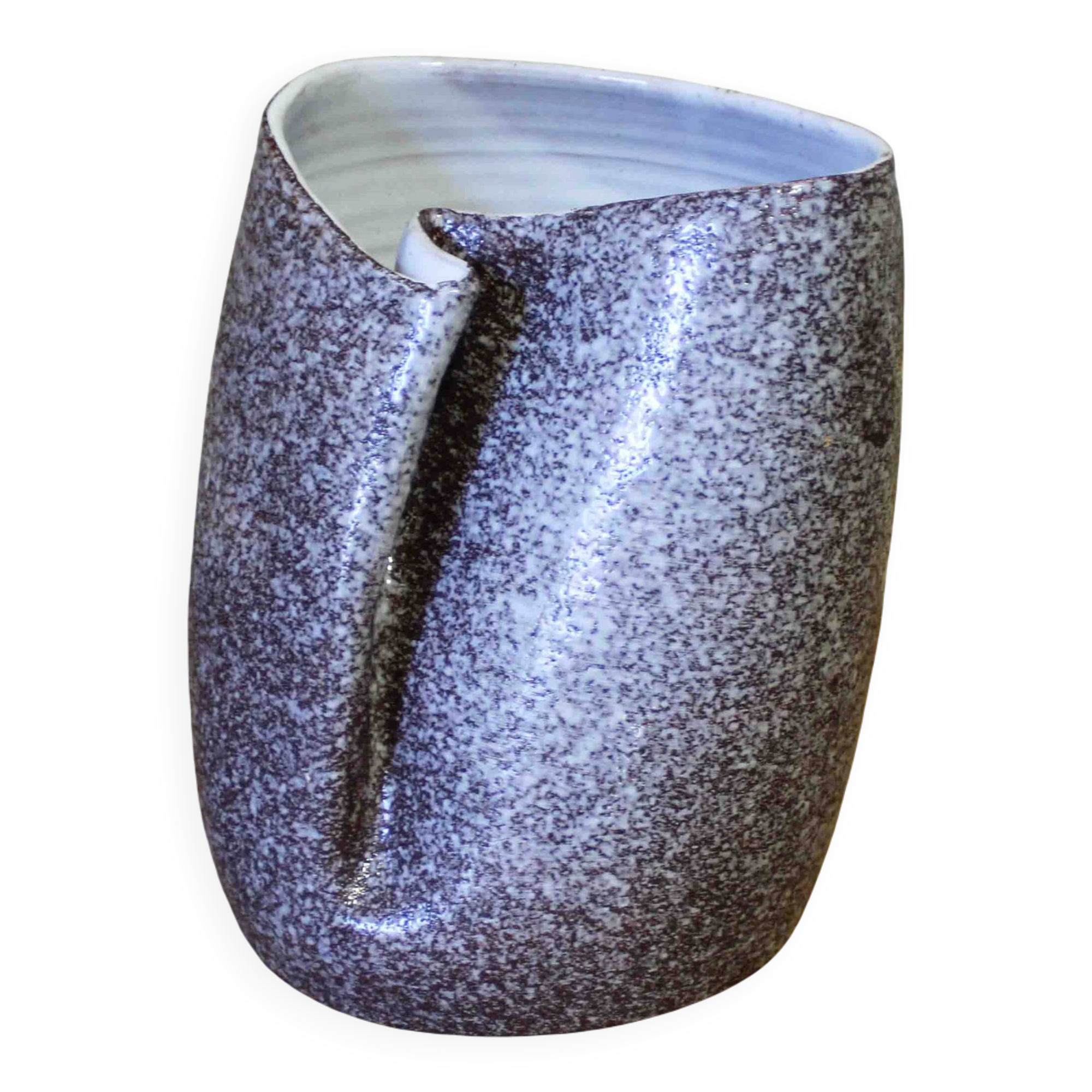 Glazed ceramic vase pleated by Jean Fradin