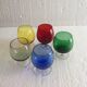 Set of five colorful vintage glasses