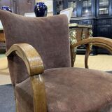 Art Deco bridge armchair in beech