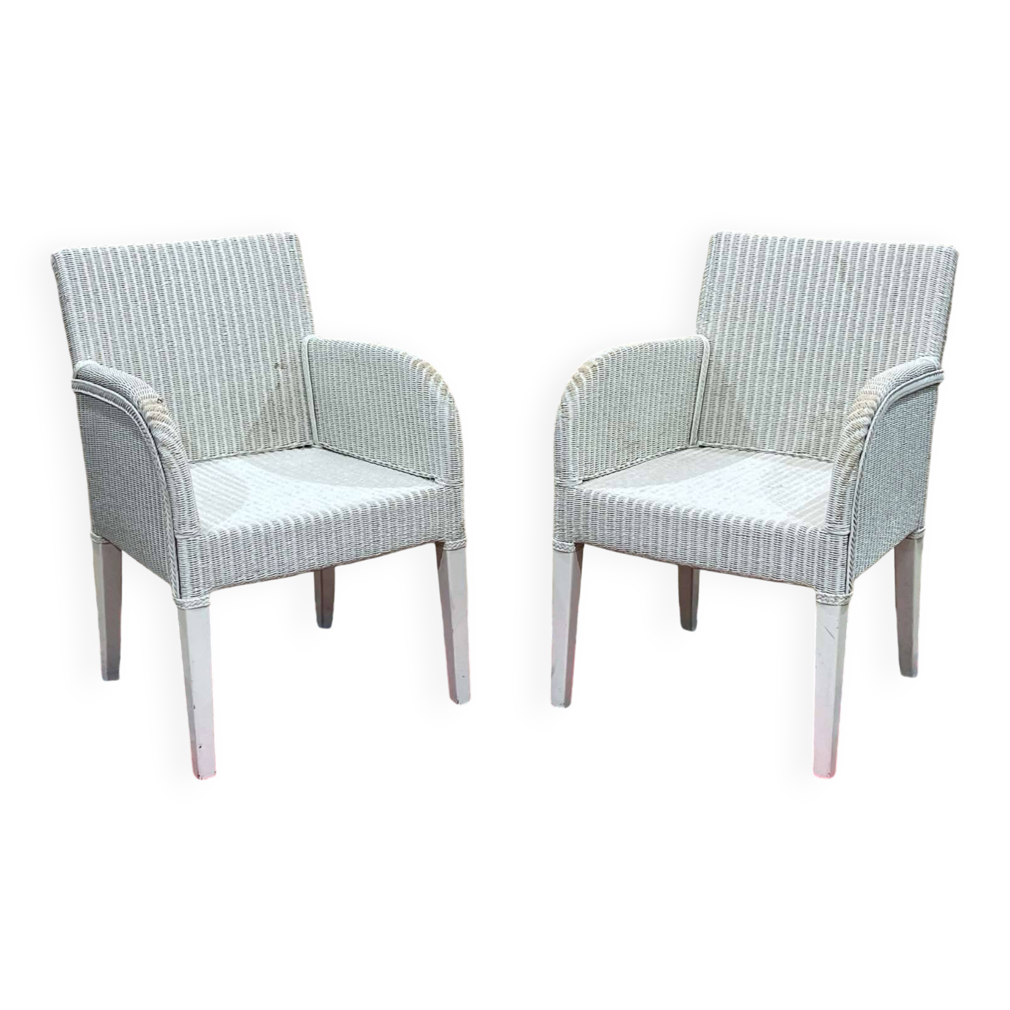 Pair of lloyd loom armchairs by vincent sheppard - work from the 2000s