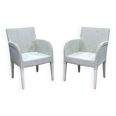 Paire de fauteuils lloyd loom par vincent sheppard - travail des années 2000