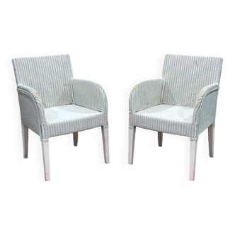 Paire de fauteuils lloyd loom par vincent sheppard - travail des années 2000