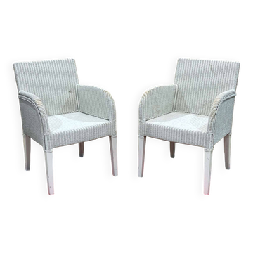 Pair of lloyd loom armchairs by vincent sheppard - work from the 2000s