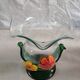Vintage corolla vase in blown glass with applied flowers – Mura style