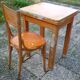 Table with extensions in wood and aluminum, ROC + 1 chair from the 50s