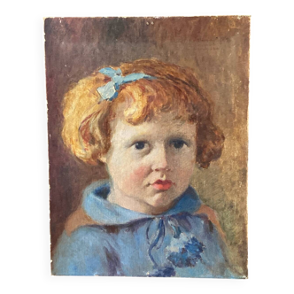 Tableau ancien portrait d’enfant epoque art deco