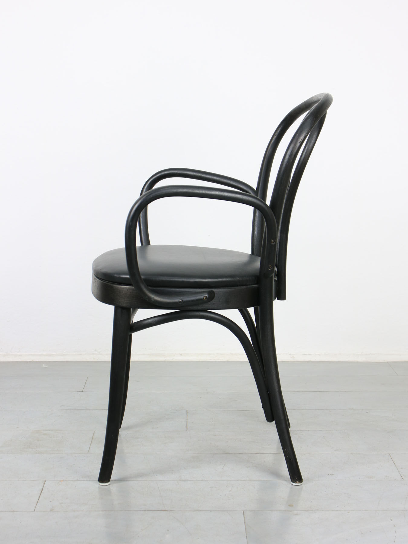 Black bentwood leather armchair