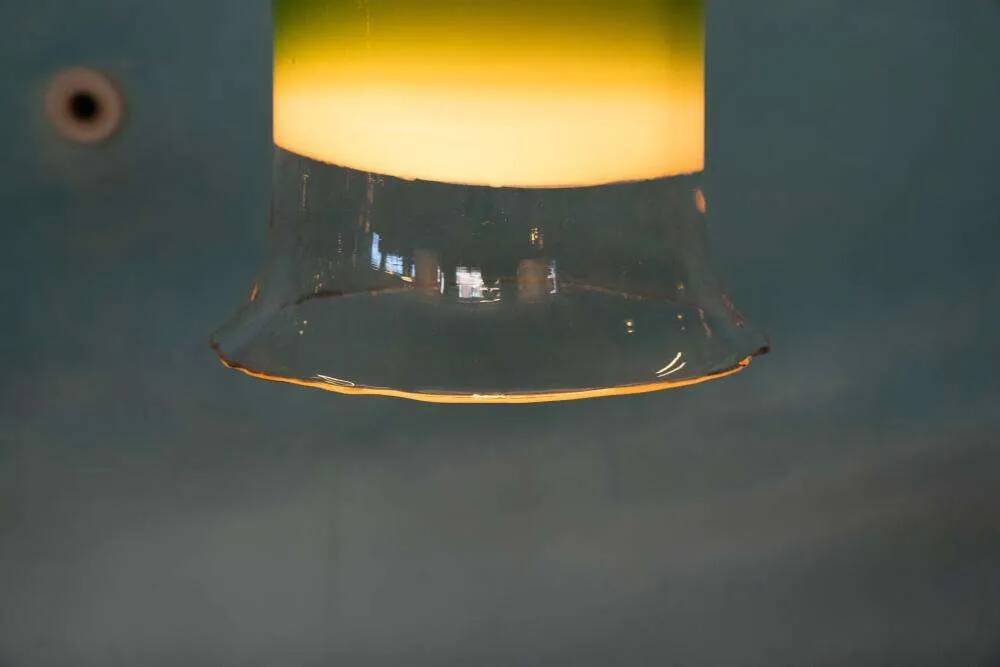 Minimalist glass pendant light Peil & Putzler from the space age
