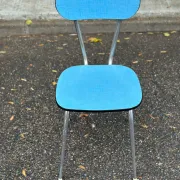 Vintage chair in sky blue Formica with chrome metal 1