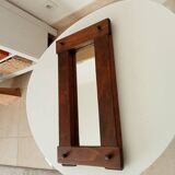 Miroir brutaliste vintage en chêne massif