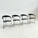 Ensemble de 8 chaises de salle à manger vintage Arrben Ursala en cuir noir.