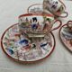 Vintage Japanese tea/coffee service, egg shell porcelain & enamels for 5 people.