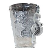 Art deco crystal vase with fish and seahorse motifs