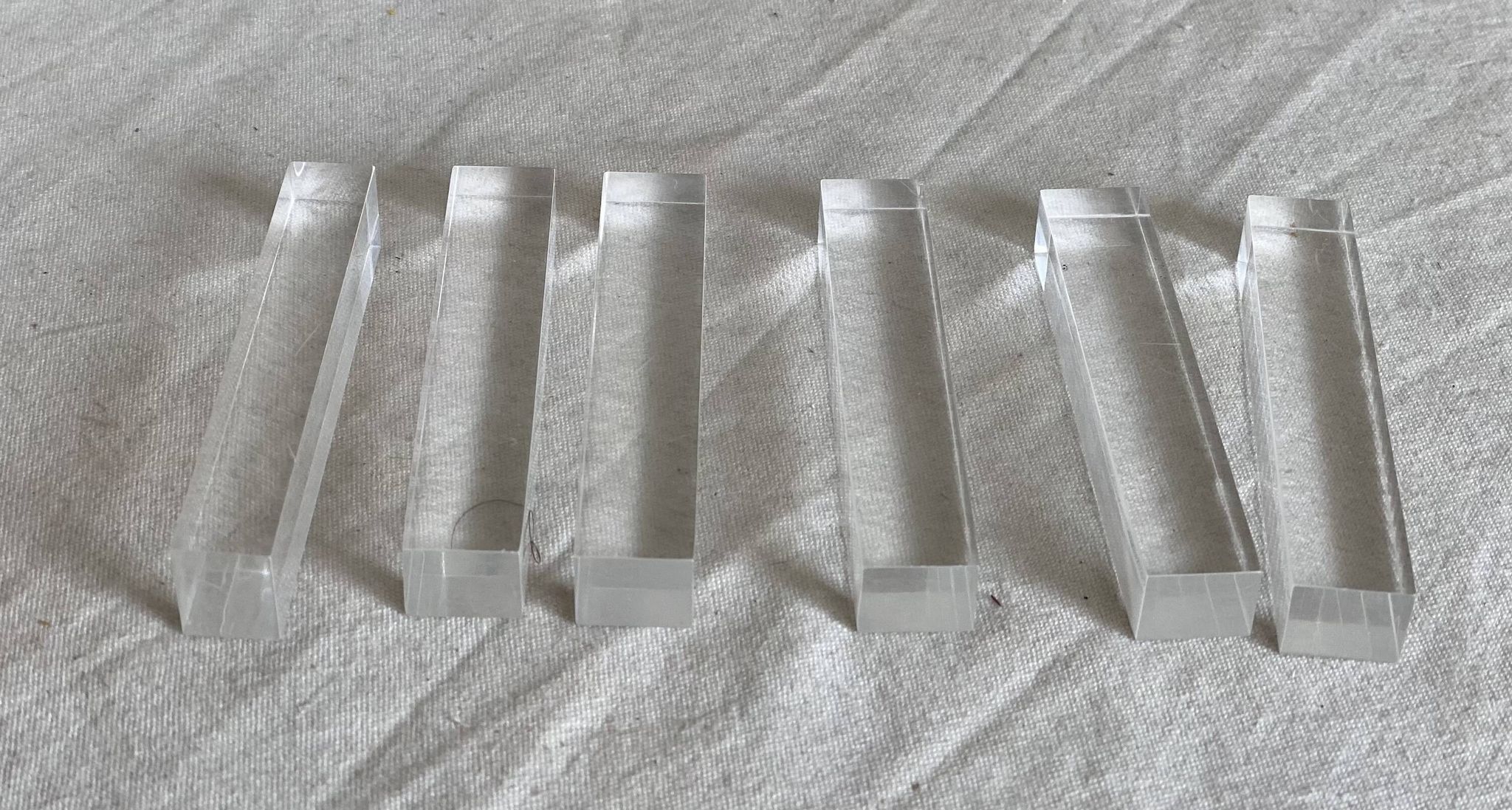 Set of 6 modernist plexiglass knife rests vintage 1970s