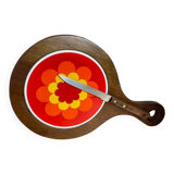 Plateau, wooden and ceramic chopping board, 1970s