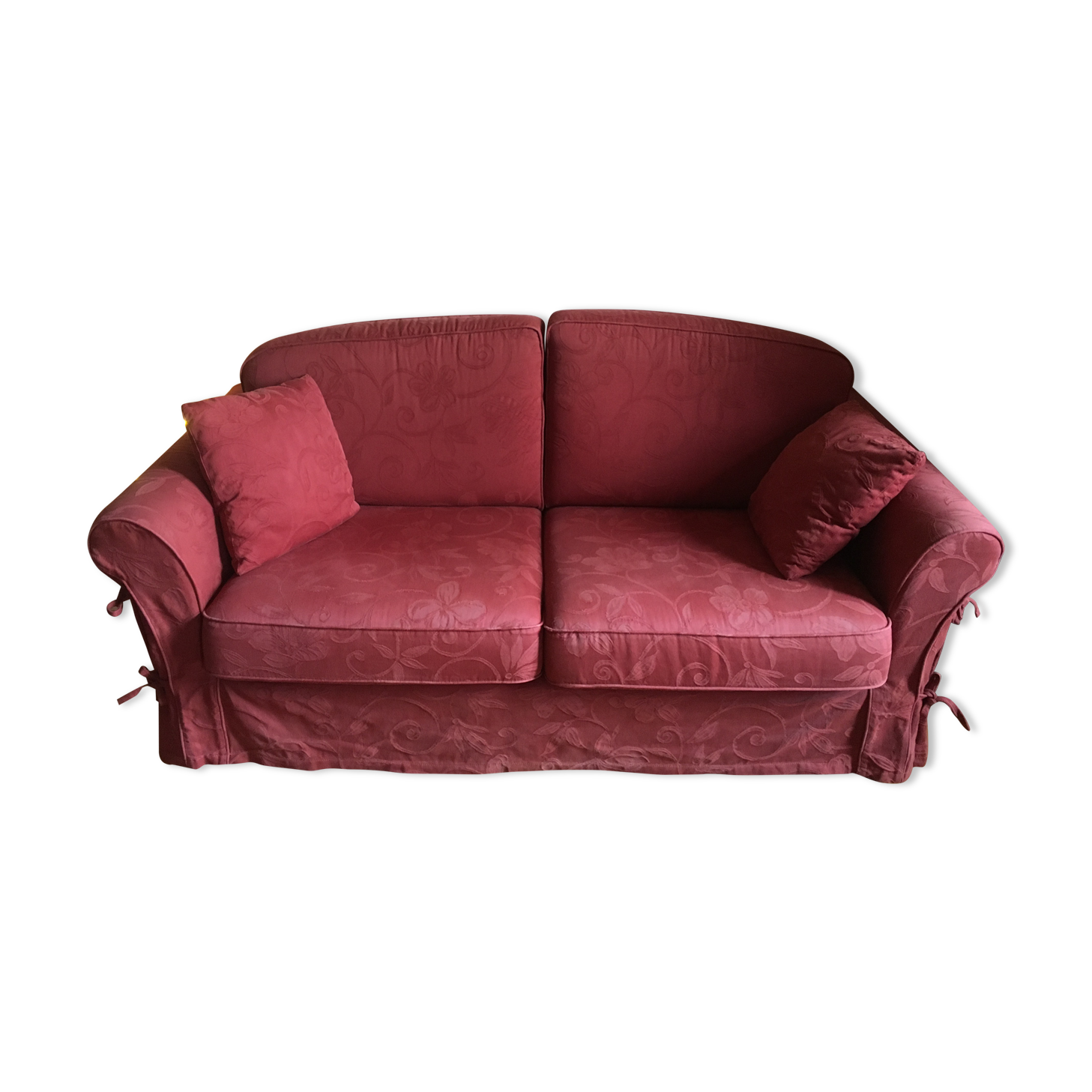 Red fabric sofa