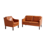 Danish leather sofa set, Set of 2