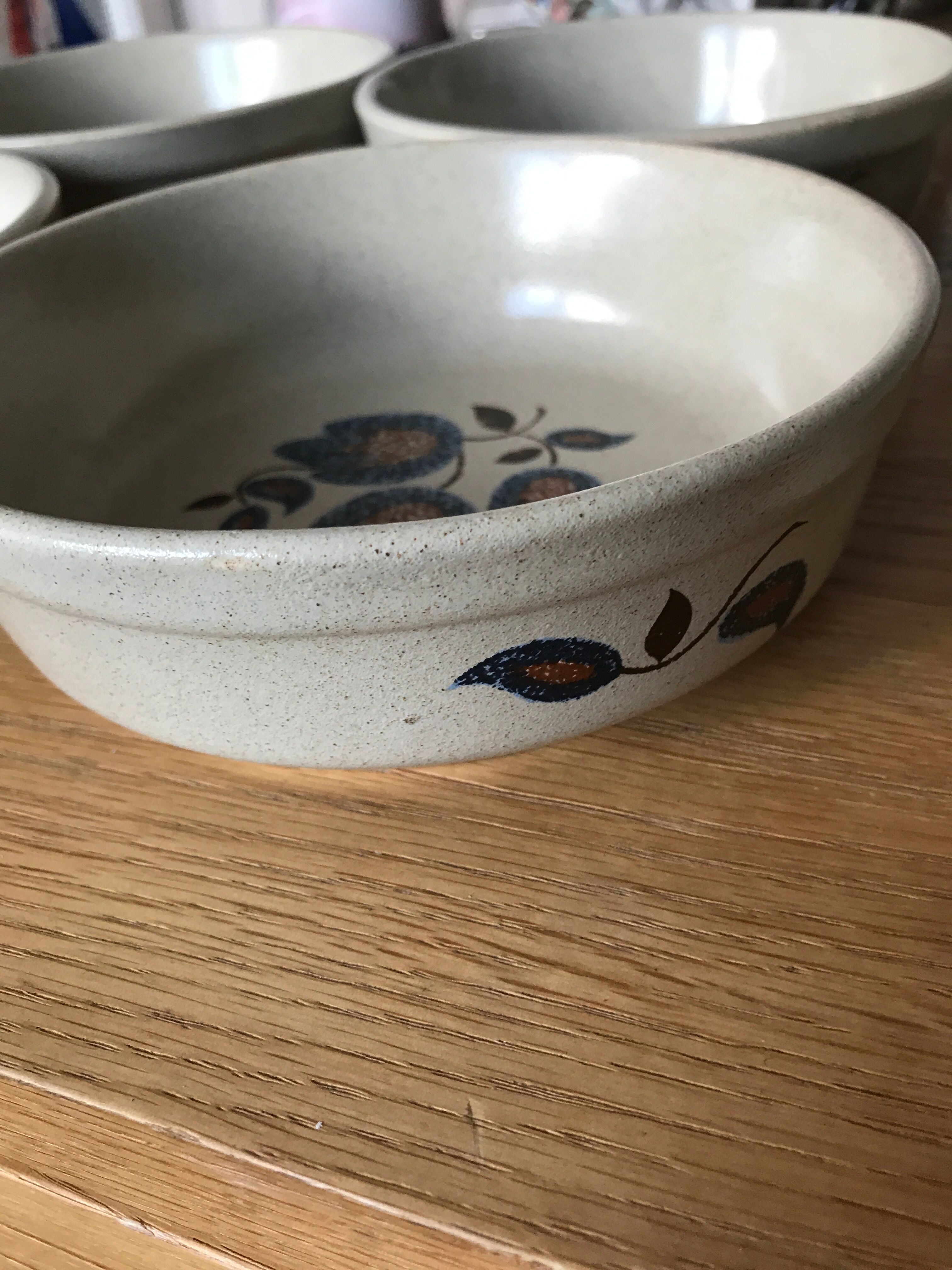 6 hollow plates sandstone earthenware of Saint Amand floral decoration Sologne