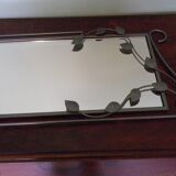 Designer mirror with gray metal surround 89x37cm