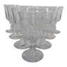 10 verres en cristal de Baccarat, modèle à côtes plates. Vers 1910.