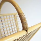 Bamboo and rattan magazine rack from the 70s