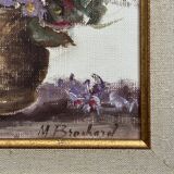 Oil on canvas still life with flowers by M. Brochard 20th century