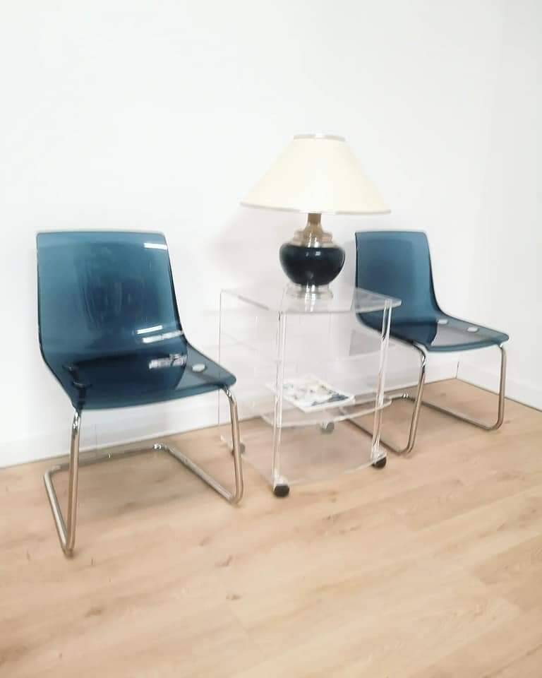 Set of 4 Tobias chairs in blue plexi