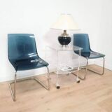 Set of 4 Tobias chairs in blue plexi