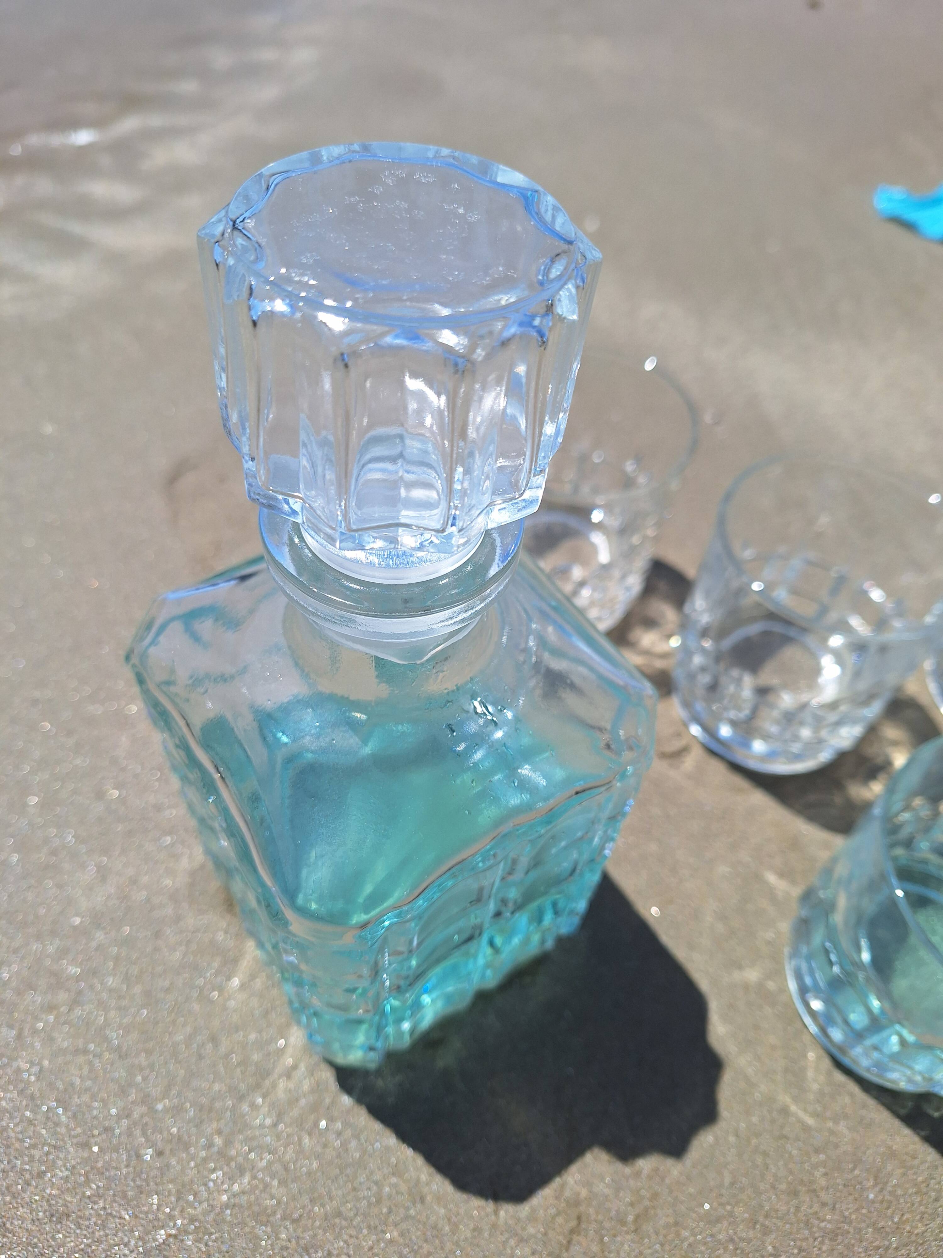 Vintage whiskey decanter and glasses