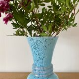 Vintage blue lichy glass vase