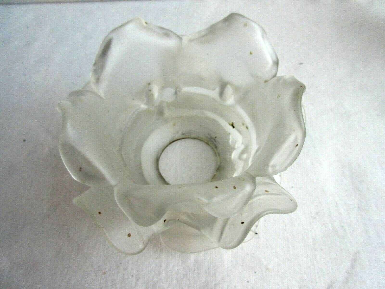 Art Deco art brass carved with acanthus, pink tulip in colorless glass