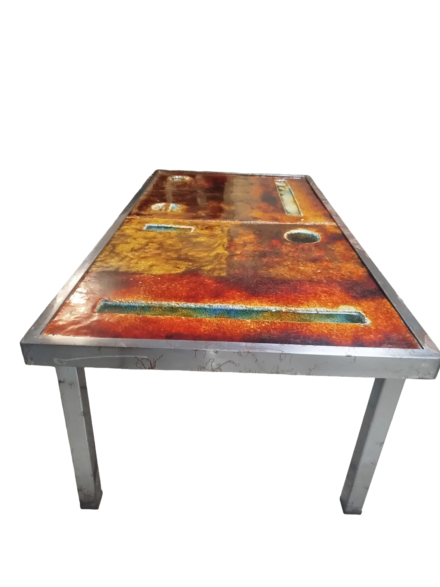 Coffee table in glazed lava stone by Robert & Jean Cloutier 1950